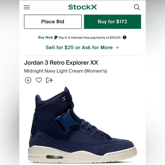 Jordan 3 Retro Explorer XX
Midnight Navy Light Cream (Women's) size 6.5 - Picture 7 of 7